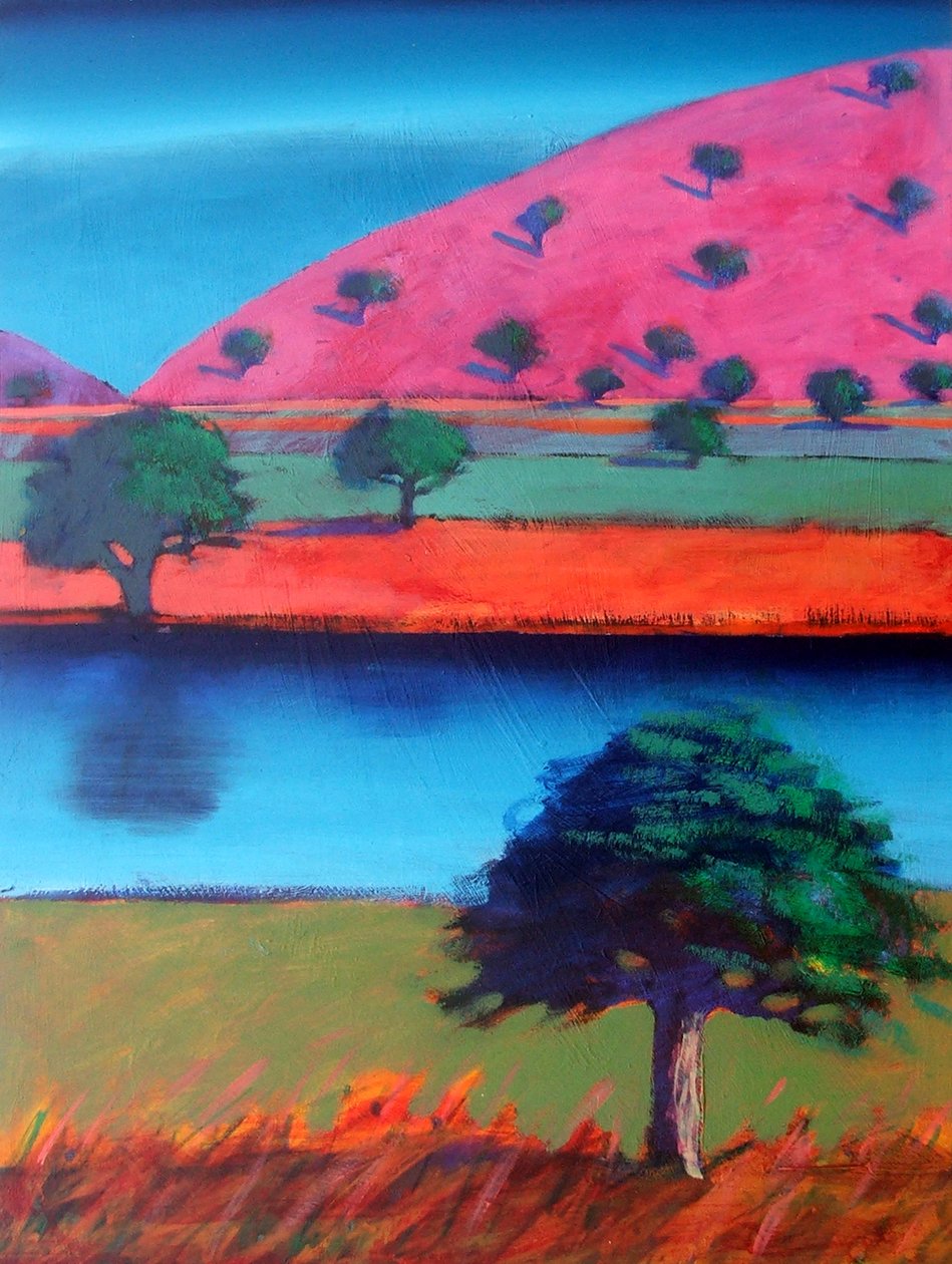 Pink Hill 2 (akryl na karcie) autorstwa Paul Powis
