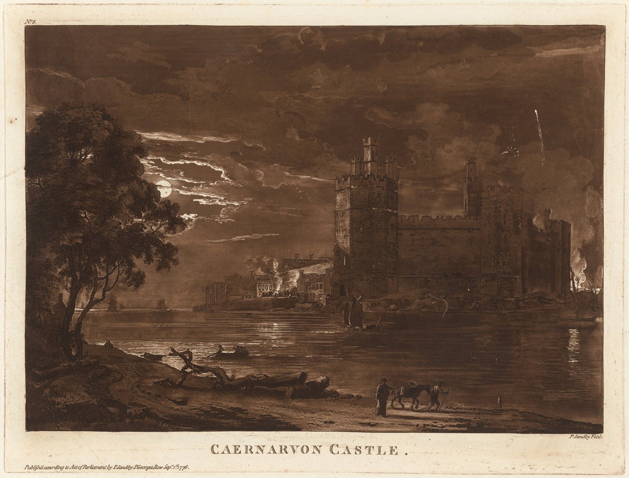 Zamek Caernarvon (Noc) autorstwa Paul Sandby