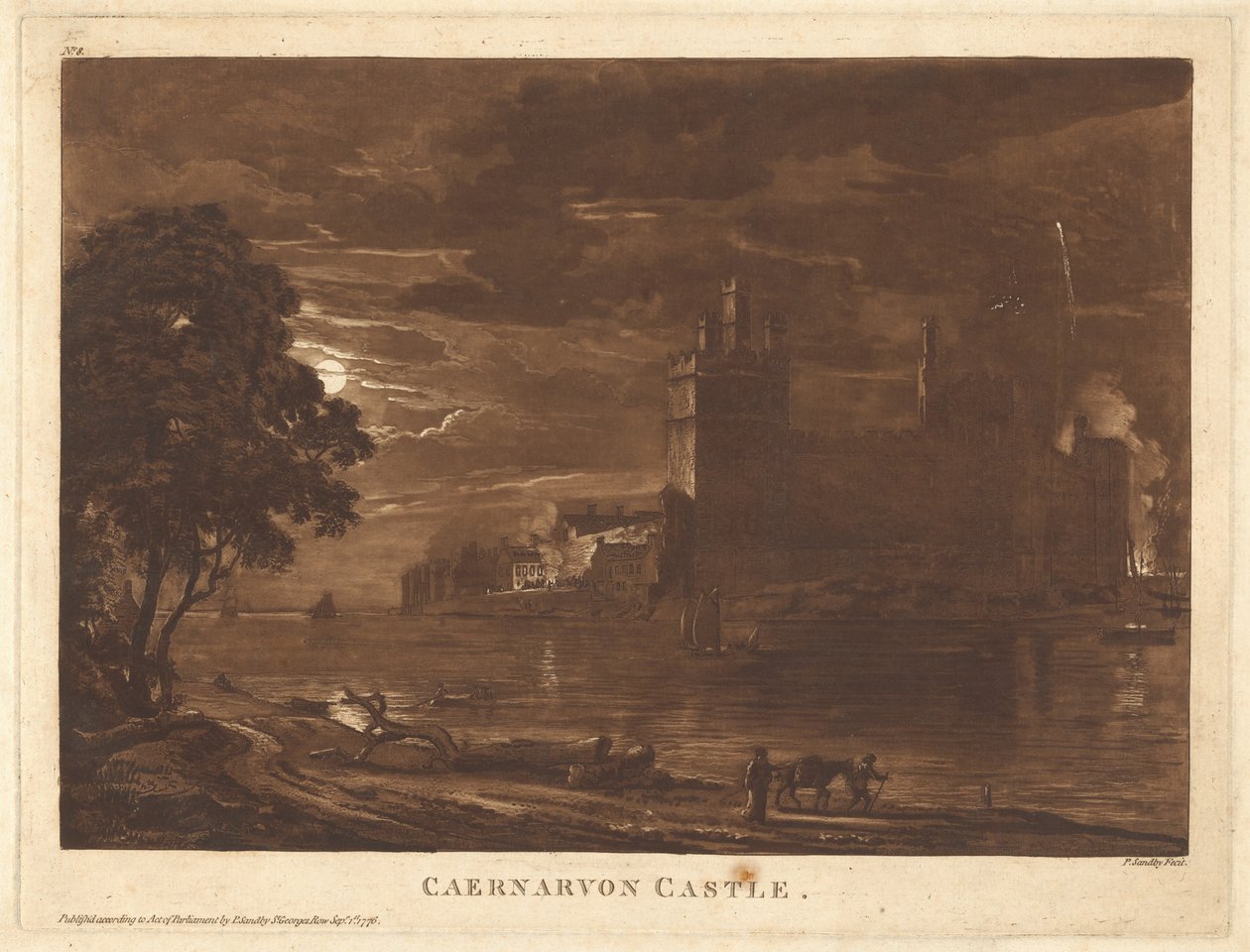 Zamek Caernarvon (Noc) autorstwa Paul Sandby