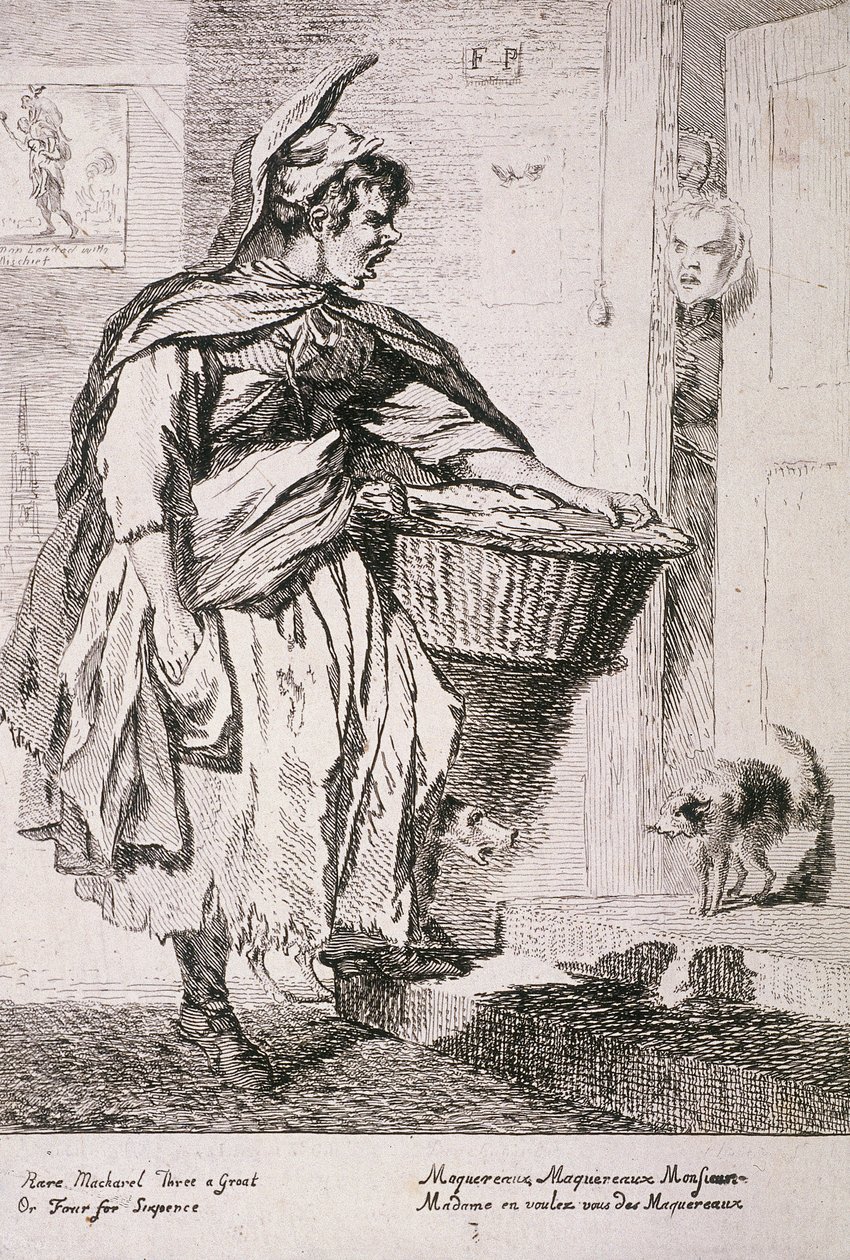 Sprzedawca makreli, Cries of London, 1760 autorstwa Paul Sandby