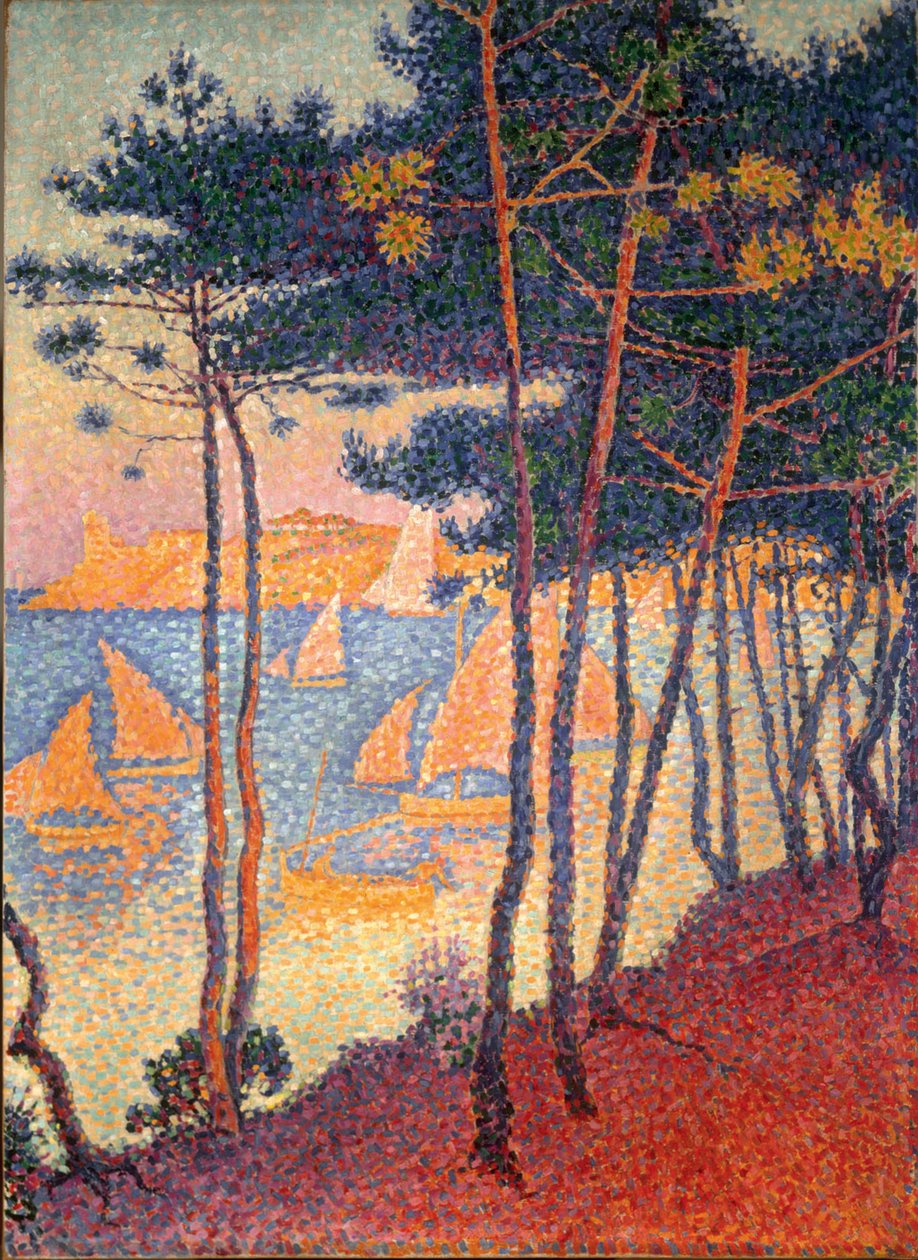 Żagle i sosny autorstwa Paul Signac