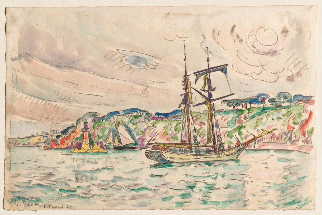 Statki w pobliżu rzeki Trieux autorstwa Paul Signac