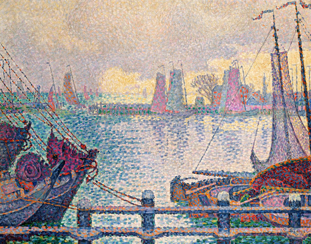 Port w Volendam, 1896 r. autorstwa Paul Signac
