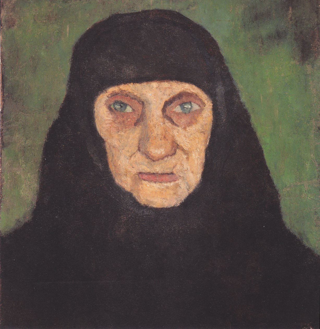 Głowa starej kobiety w czarnej chuście autorstwa Paula Modersohn Becker