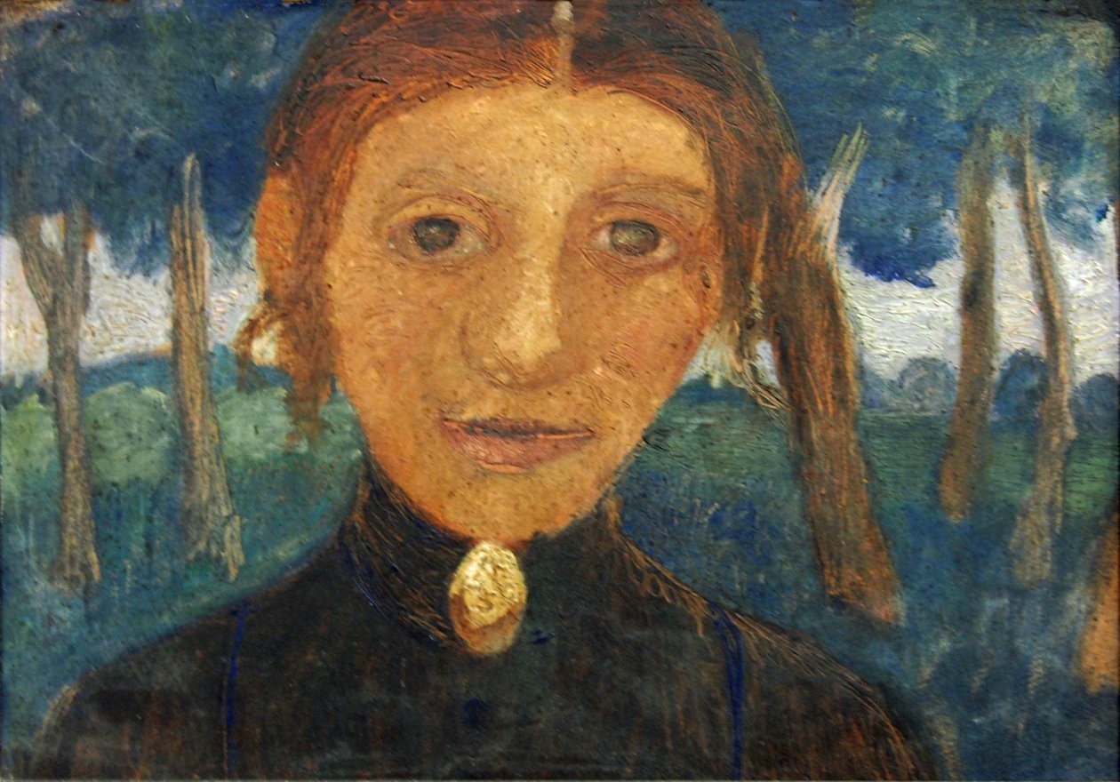 Autoportret z krajobrazem przed drzewami autorstwa Paula Modersohn Becker