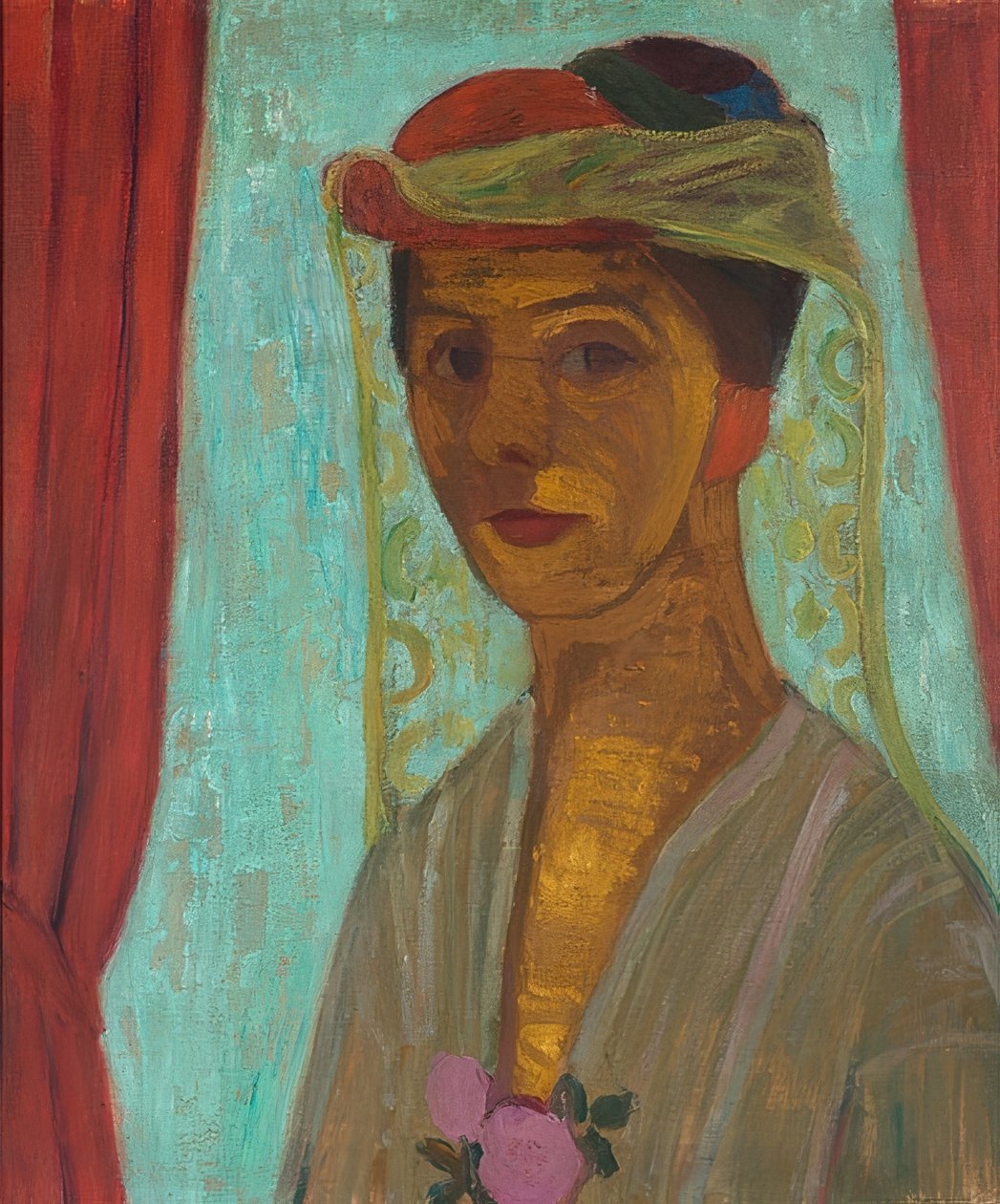 Autoportret z kapeluszem i welonem. 1906-07 autorstwa Paula Modersohn Becker