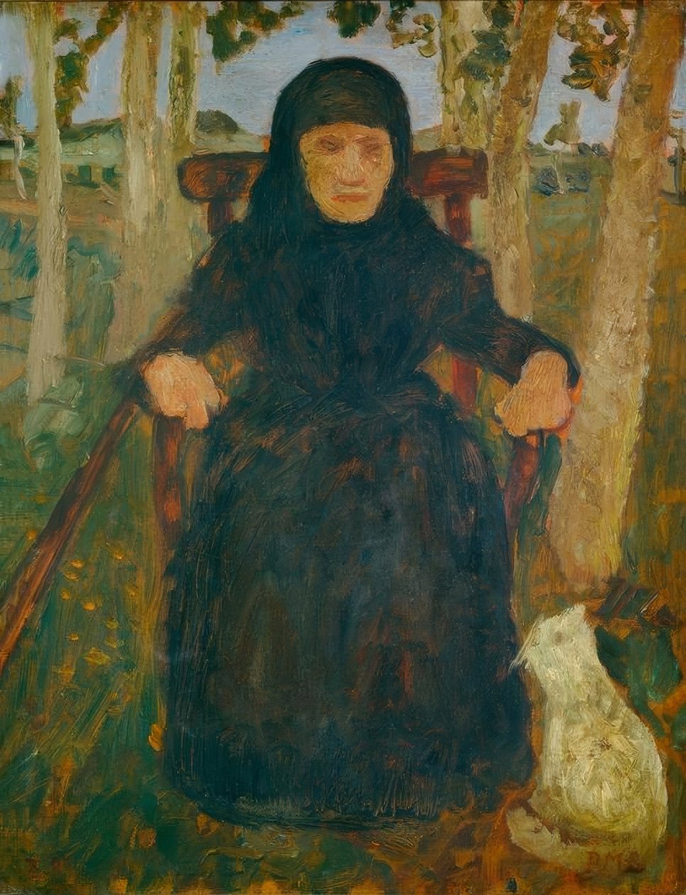 Siedząca stara kobieta z kotem autorstwa Paula Modersohn Becker