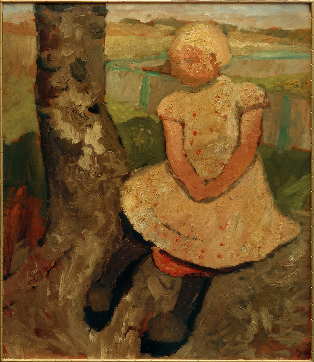 Siedząc dziecko pod drzewem autorstwa Paula Modersohn Becker