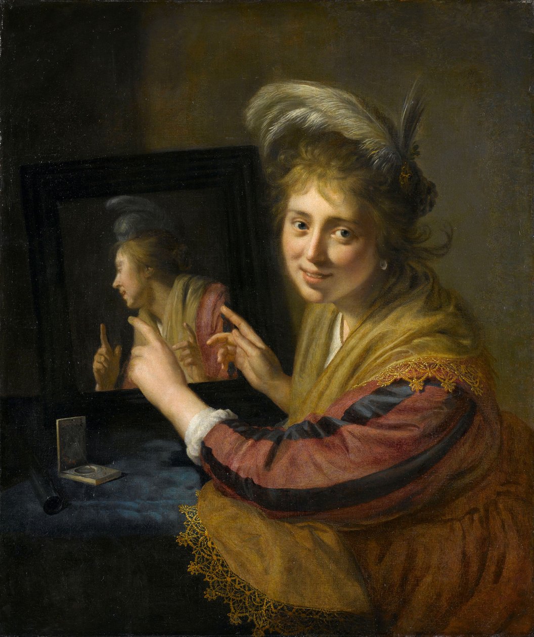 Dziewczyna przy lustrze, 1632 autorstwa Paulus Moreelse