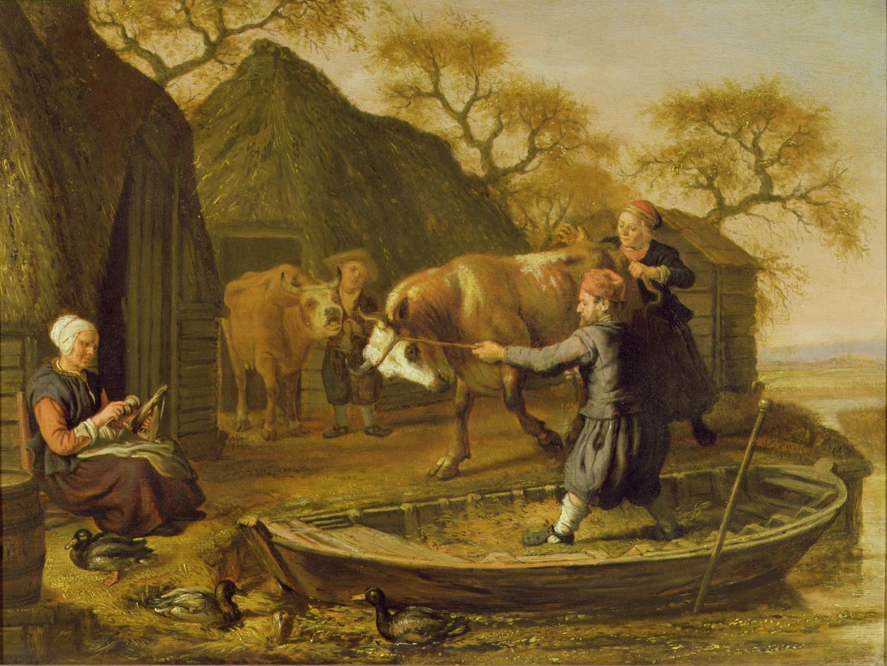 Bydło ładowane do małej łodzi autorstwa Paulus Potter