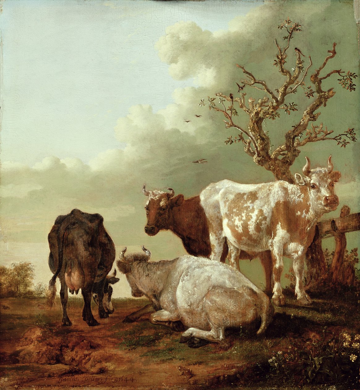 Cztery krowy na łące, 1644 autorstwa Paulus Potter