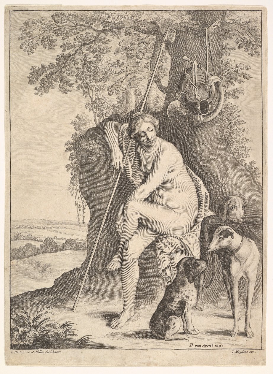 Siedząca figura łowczyni Diany, 1625-77. autorstwa Paulus Potter