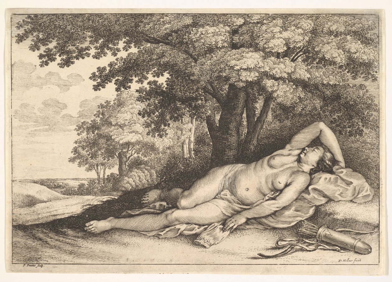 Śpiąca Łowczyni, 1625-77. autorstwa Paulus Potter