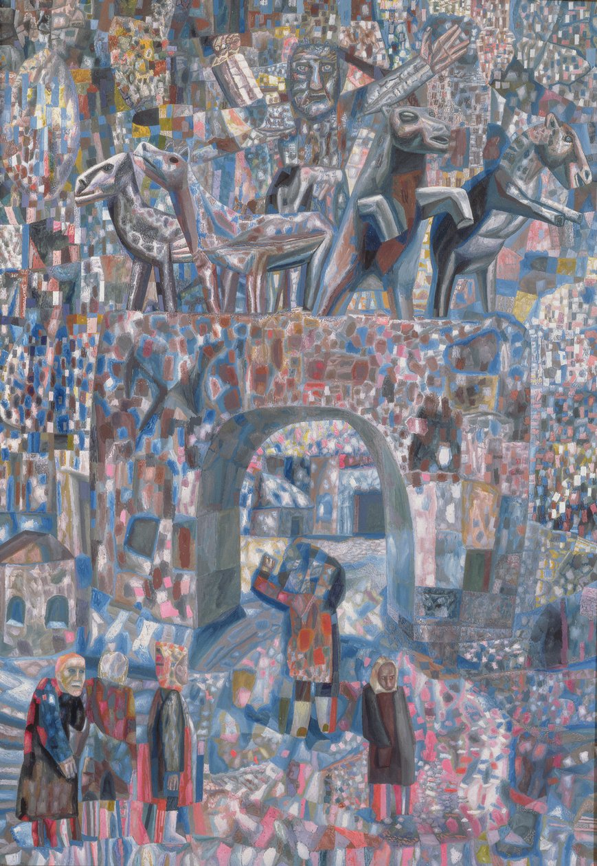 Bramy Narwy, 1929 (olej na papierze) autorstwa Pawel Nikolajewitsch Filonow