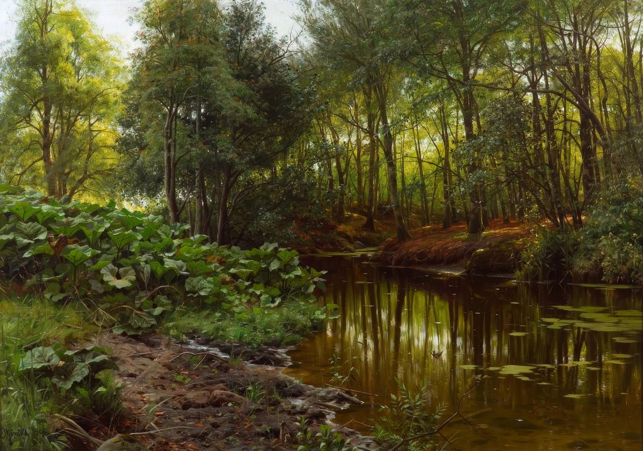 P.Mönsted, letni dzień nad leśnym strumieniem autorstwa Peder Monsted