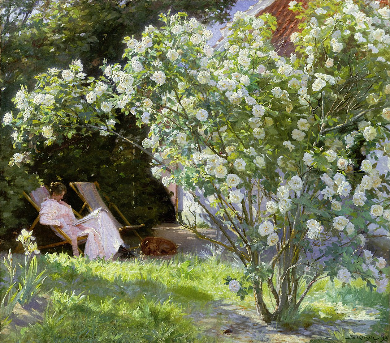 Róże, czyli żona artysty w ogrodzie w Skagen autorstwa Peder Severin Krøyer