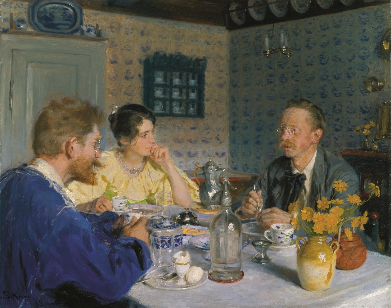 Obiad. Artysta, jego żona i pisarz Otto Benzon autorstwa Peder Severin Krøyer