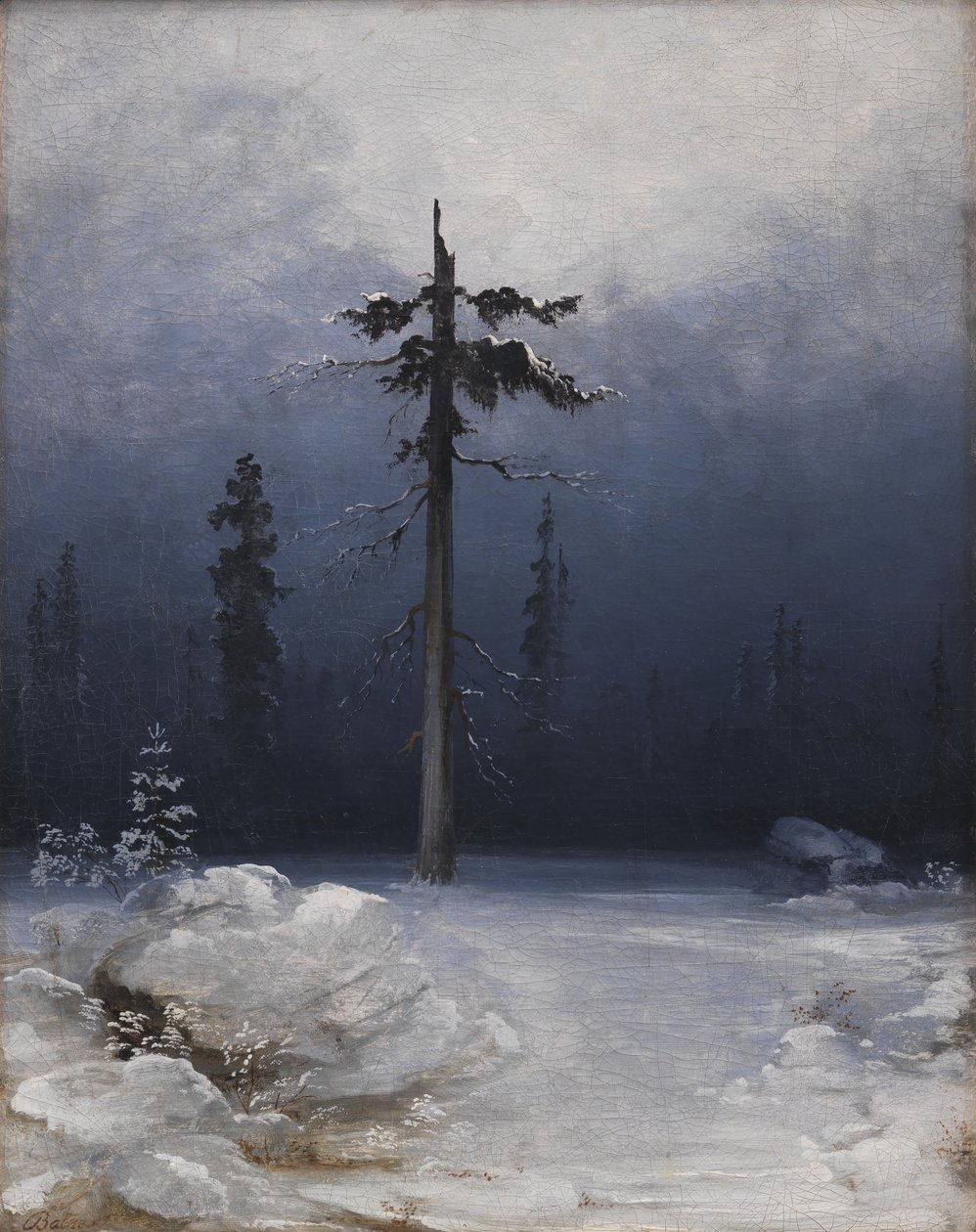 Drzewo w zimowym lesie autorstwa Peder Balke