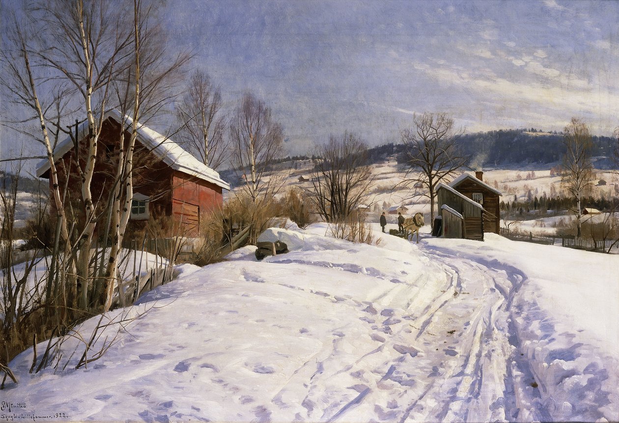 Zimowy krajobraz, Lillehammer autorstwa Peder Monsted