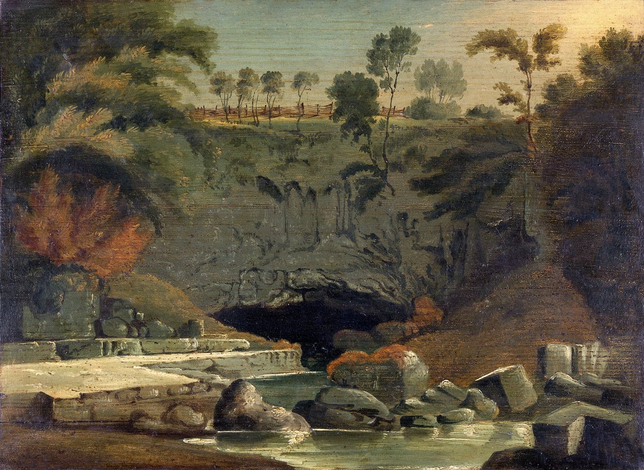 Porth-yr-Ogof, Brecknockshire, 1819. autorstwa Penry Williams