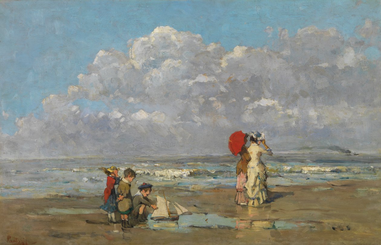 Na plaży (olej na płótnie) autorstwa Pericles Pantazis