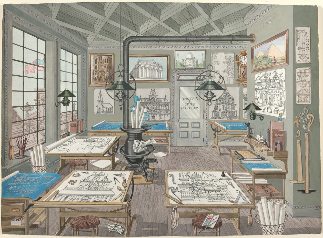 Gabinet kreślarski architekta, 1884, 19351942. autorstwa Perkins Harnly