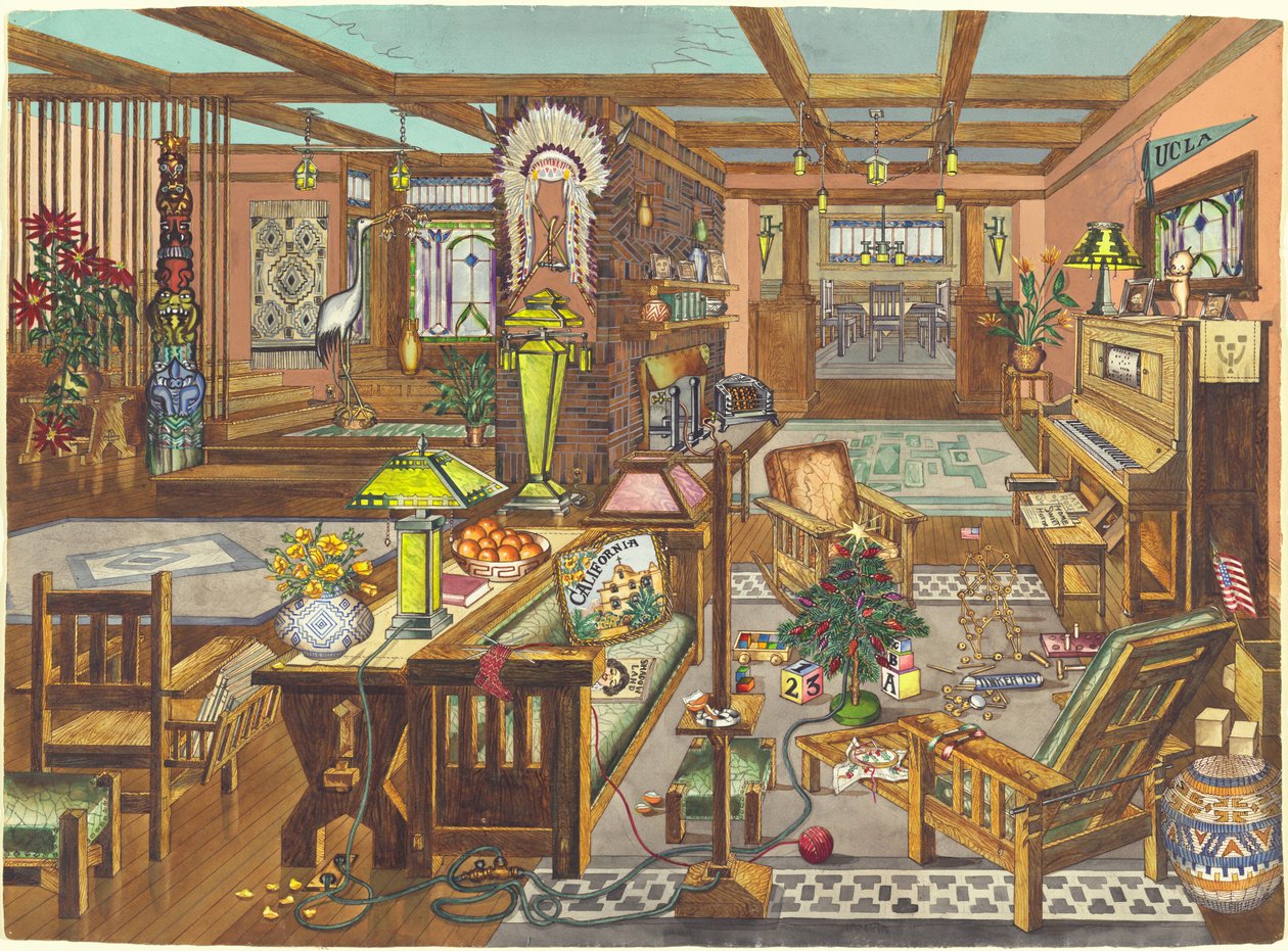 Wnętrze w stylu „California Mission Style” autorstwa Perkins Harnly