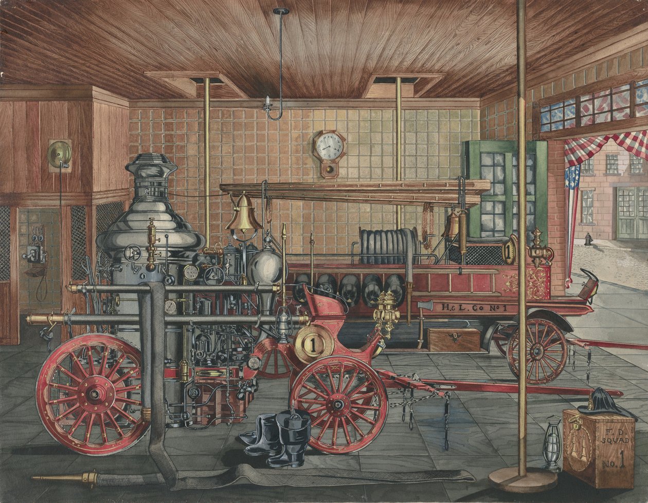 Remiza strażacka, 1935-1942. autorstwa Perkins Harnly