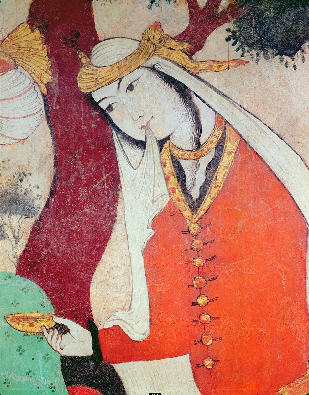 Kobieta z dworu Szacha Abbasa I, 1585-1627 (szczegół) autorstwa Persian School