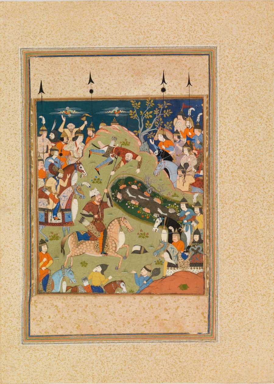 Sceny bitewne (toaleta i gwasz na welinie) autorstwa Persian School