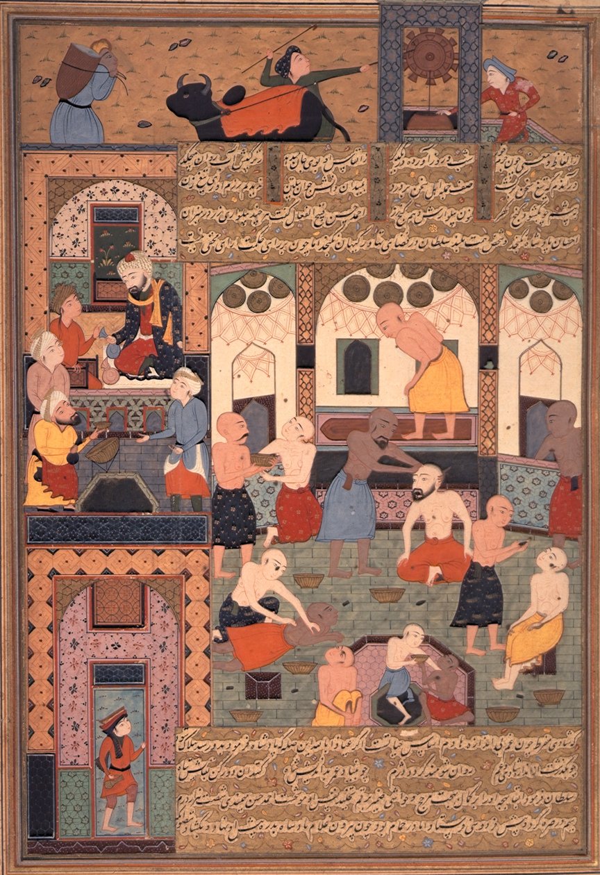 Skan z kąpieli, z „Shahnama” Firdausiego autorstwa Persian School