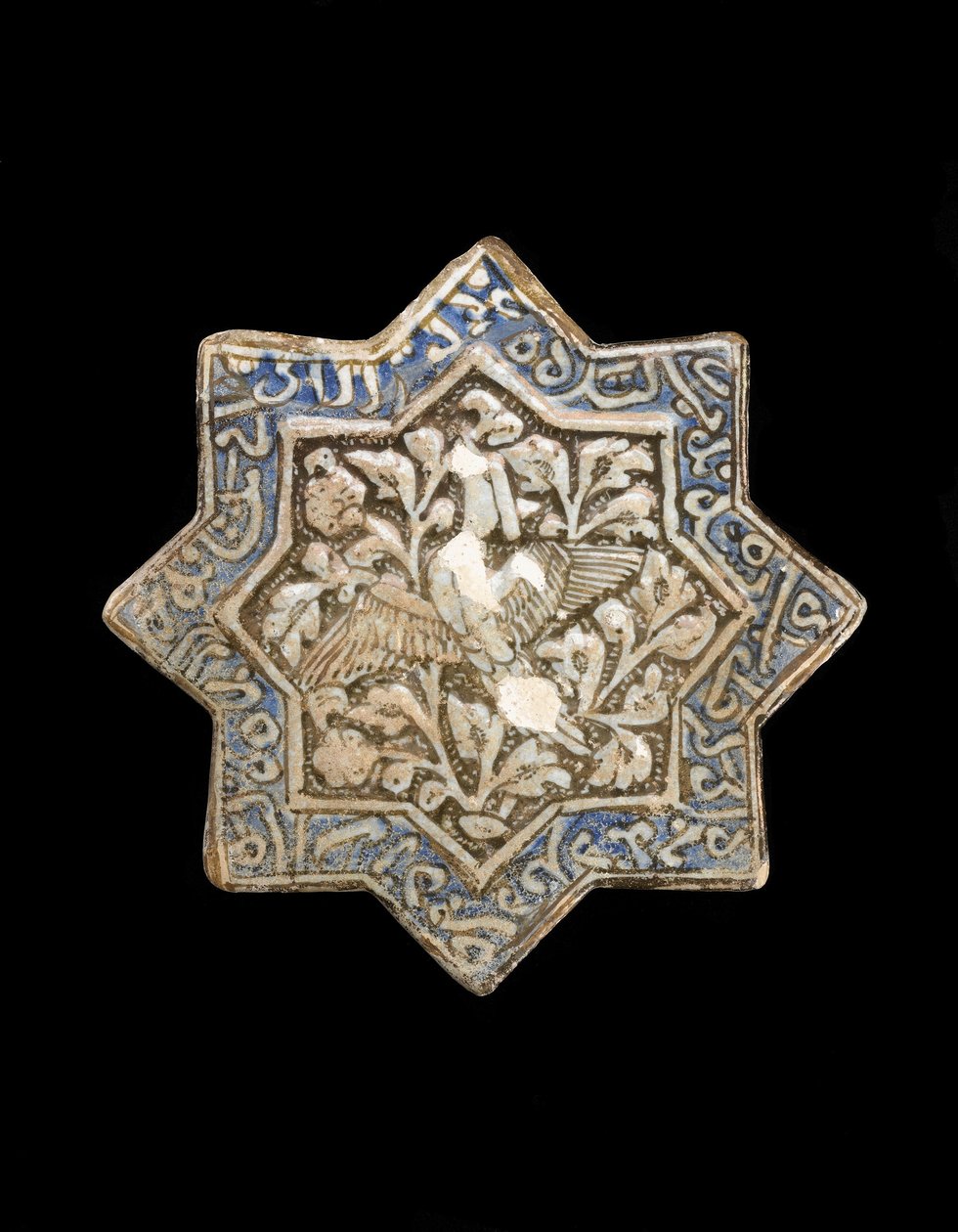 Płytka z ośmioramienną gwiazdą, Iran, dynastia Il-Khanid (ceramiczna) autorstwa Persian School