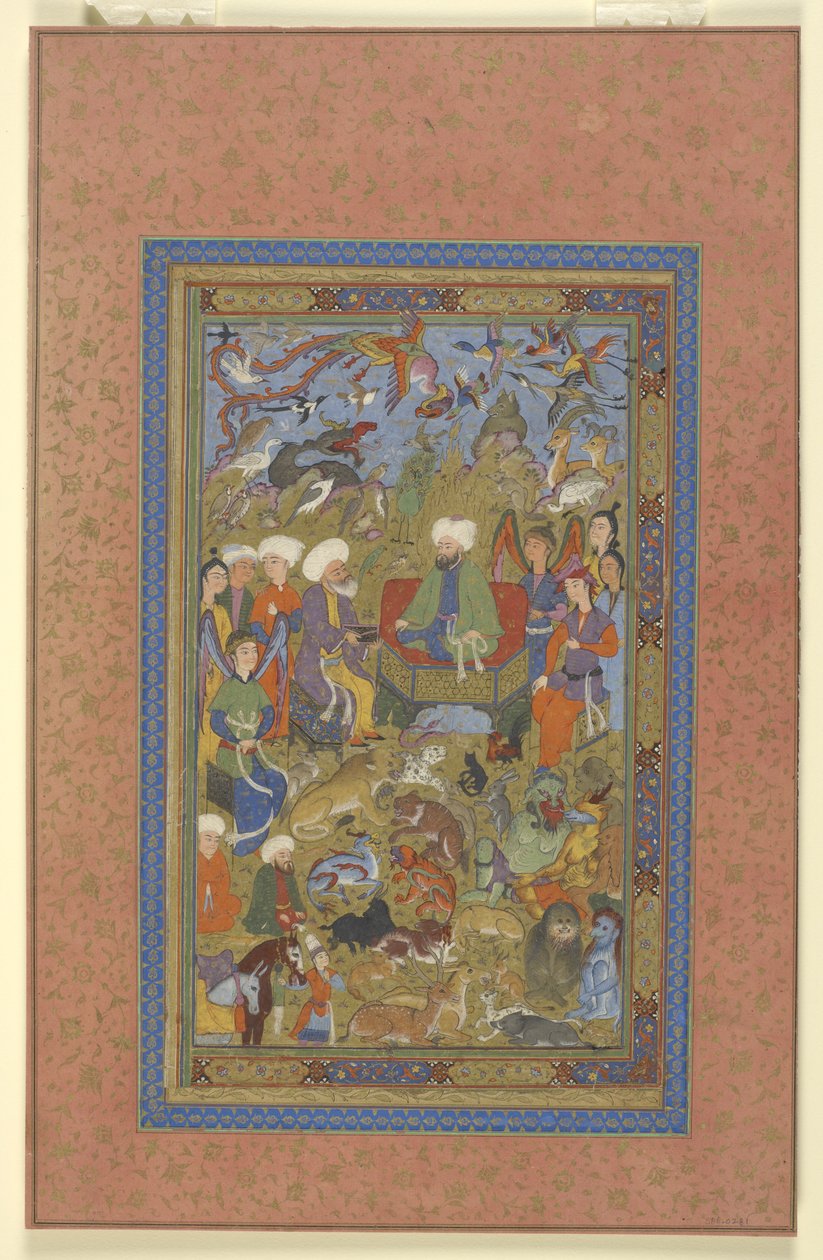 Sulayman i Bilqis na tronie, ok. 1590-1600 autorstwa Persian School