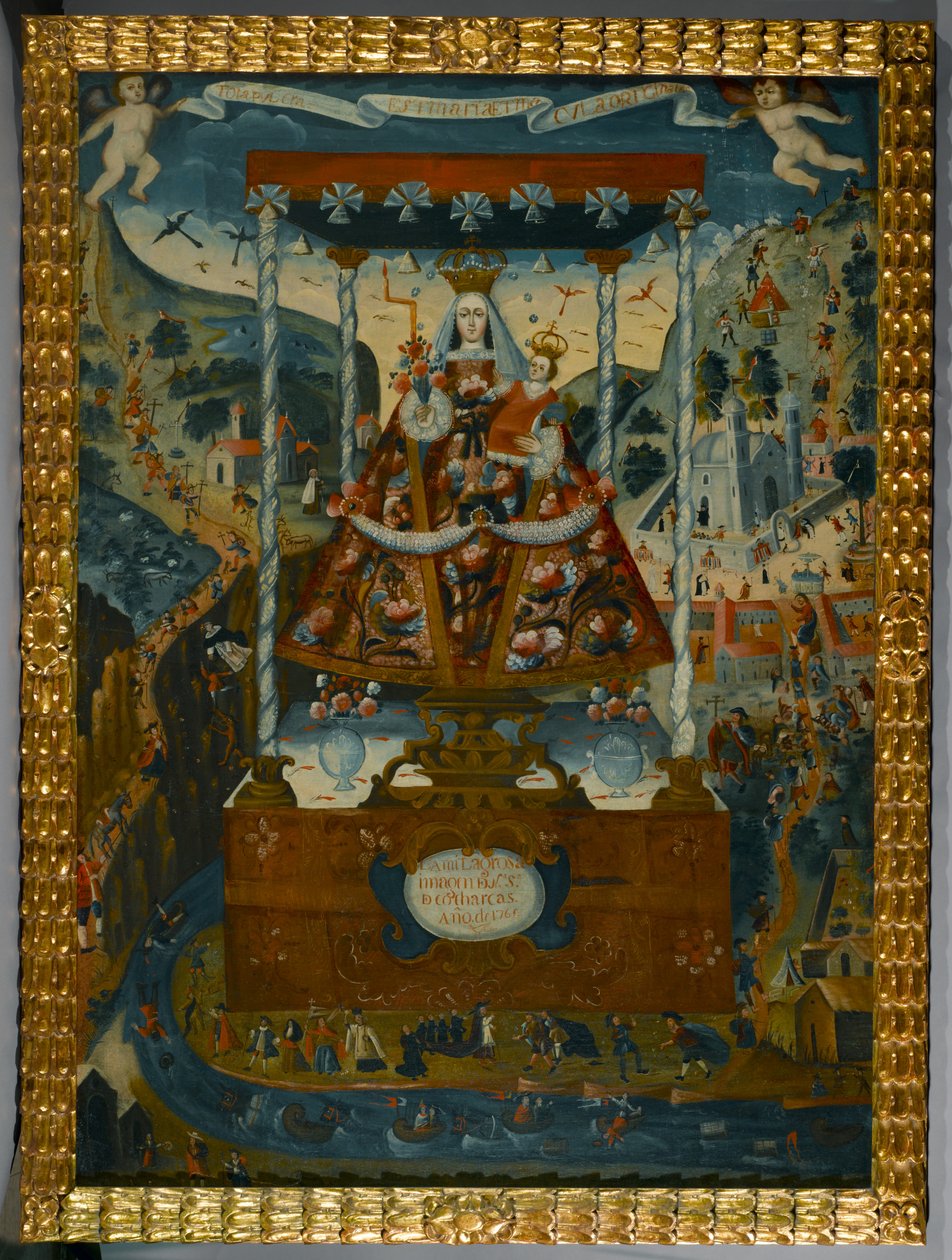 Matka Boża z Cocharcas pod baldachimem, Cuzco, 1765 autorstwa Peruvian School