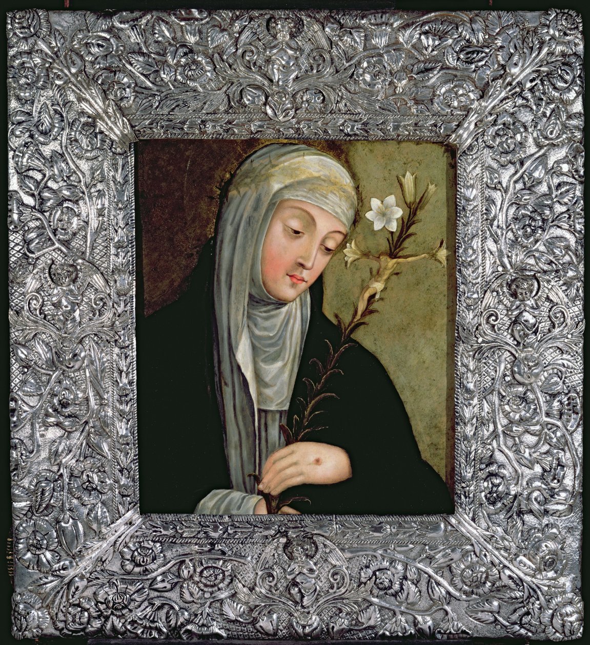 Św. Katarzyna Sieneńska (olej na miedzi) autorstwa Peruvian School