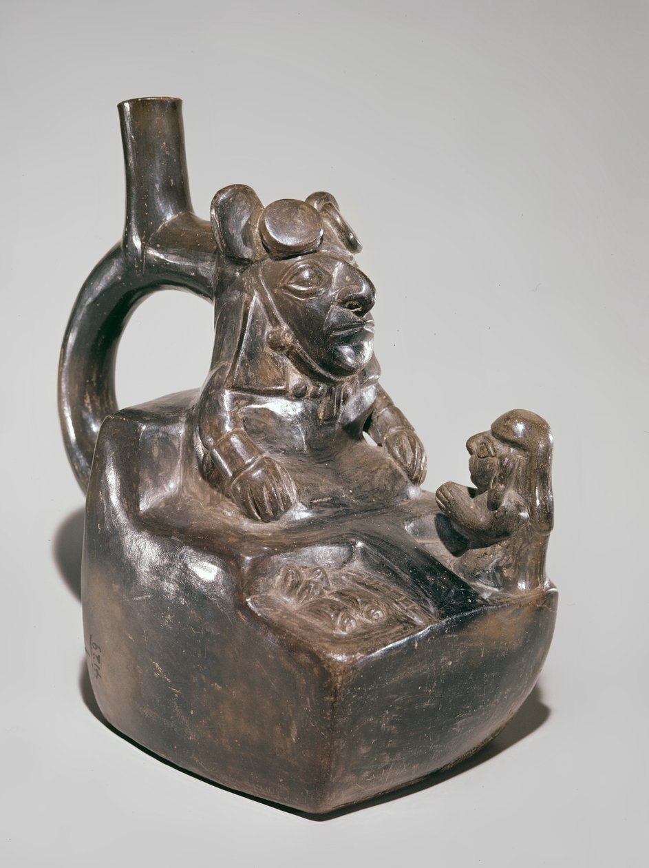 Król odbierający lenno, Mochica (ceramiczne) autorstwa Peruvian School