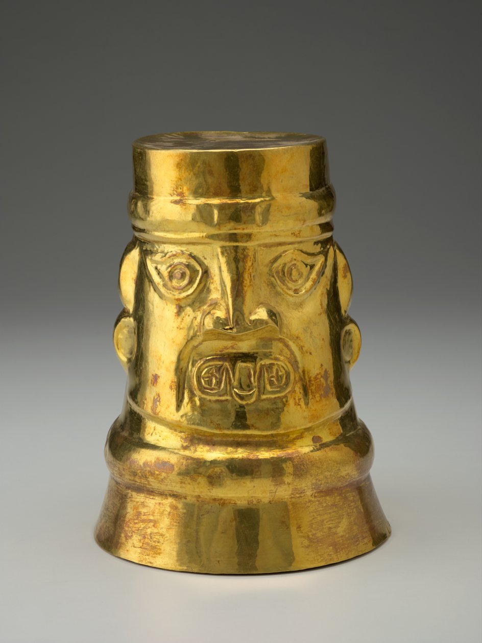 Kero (ceremonialne naczynie do picia), c.1000-1476 (stop złota) autorstwa Peruvian Shool