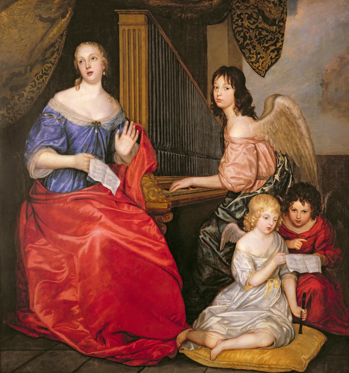 Franciszka Ludwika (1644-1710) księżna La Valliere z dziećmi jako aniołami autorstwa Peter Lely