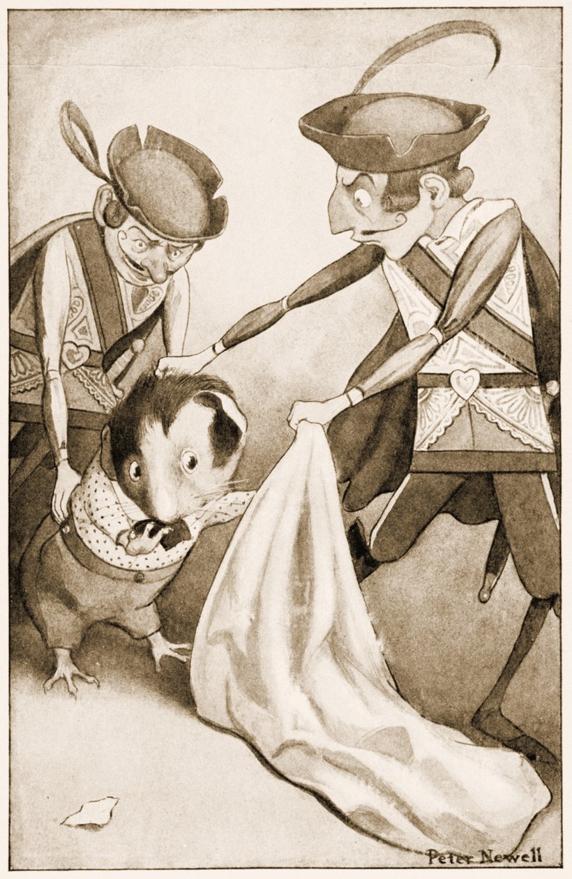 „Do tego wpadli świnka morska”, ilustracja do „Alicji w Krainie Czarów” Lewisa Carrolla, 1901 autorstwa Peter Newell
