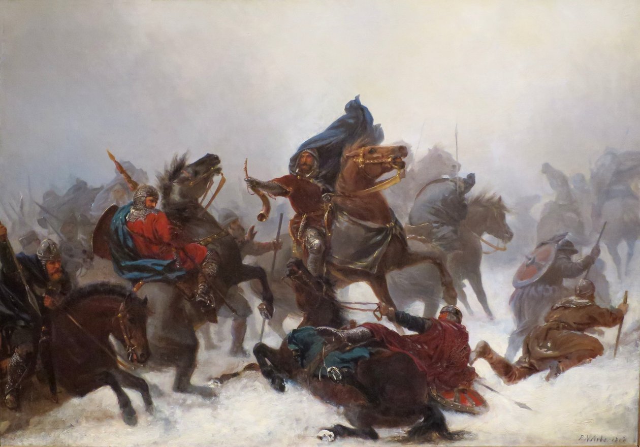 Król Sverre przejął Vossefjellene autorstwa Peter Nicolai Arbo