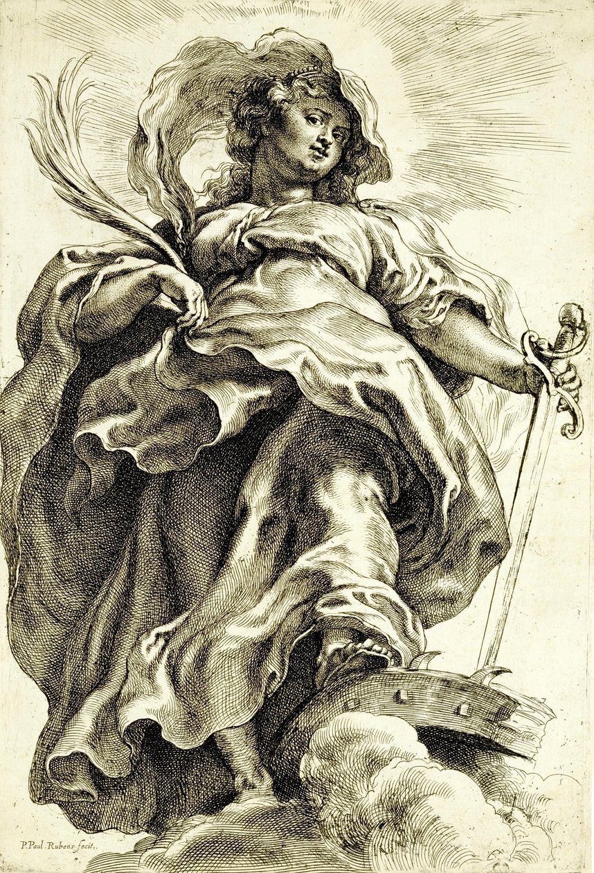 Święta Katarzyna (z Aleksandrii) w chmurach autorstwa Peter Paul Rubens