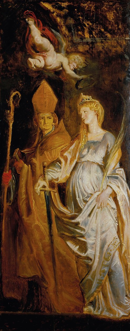 Święci Amandus i Walburga; Święci Katarzyna Aleksandryjska i Eligius autorstwa Peter Paul Rubens