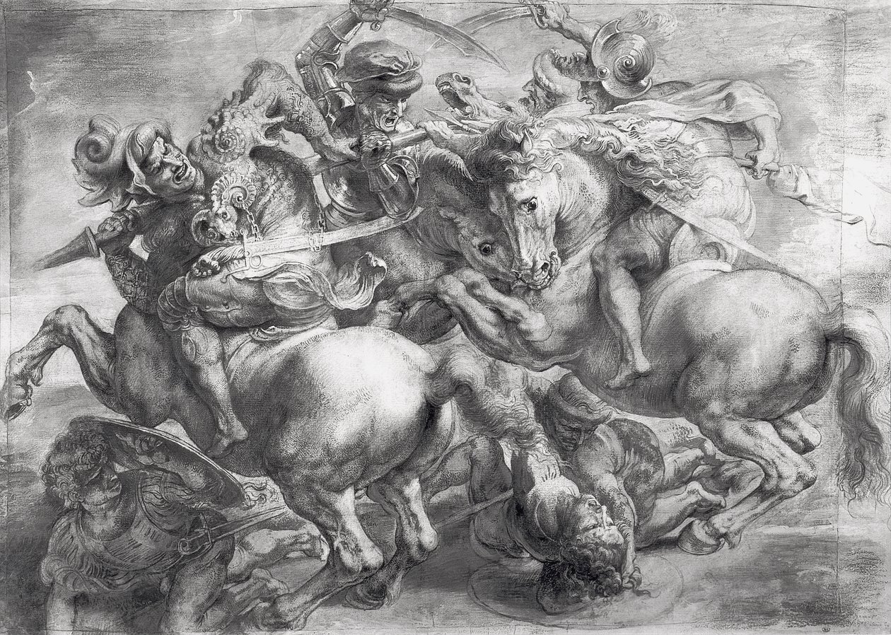Bitwa pod Anghiari według Leonarda da Vinci (1452-1519) autorstwa Peter Paul Rubens