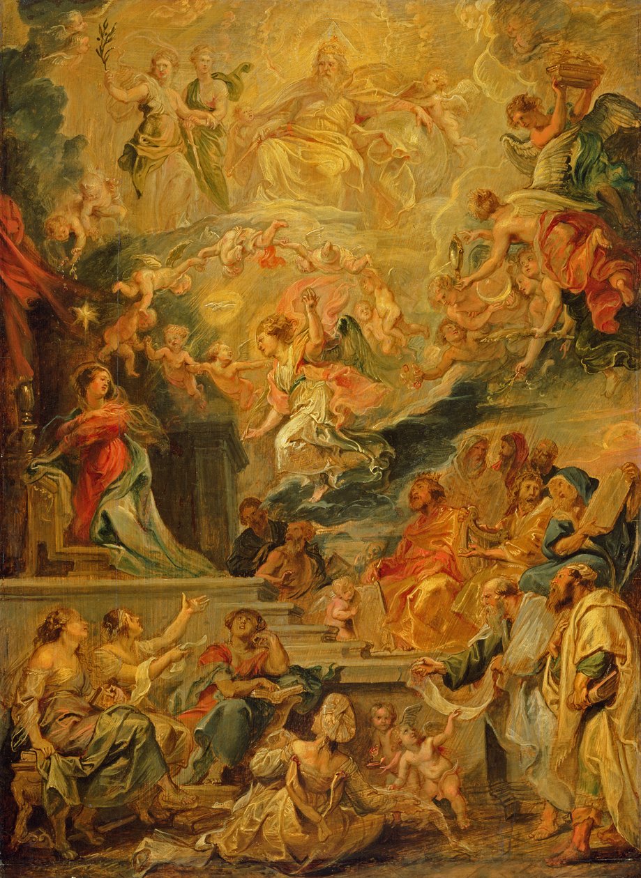 Wcielenie jako spełnienie wszystkich proroctw, ok. 1628-29 (olej na desce) autorstwa Peter Paul Rubens