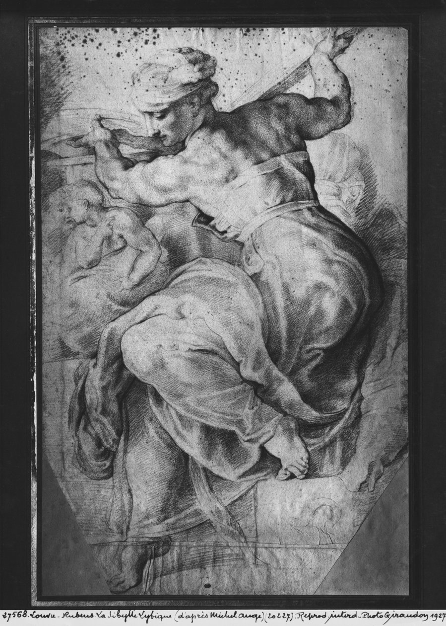 Sybilla libijska, wg Michelangelo Buonarroti (pierre noire i czerwona kreda na papierze) autorstwa Peter Paul Rubens