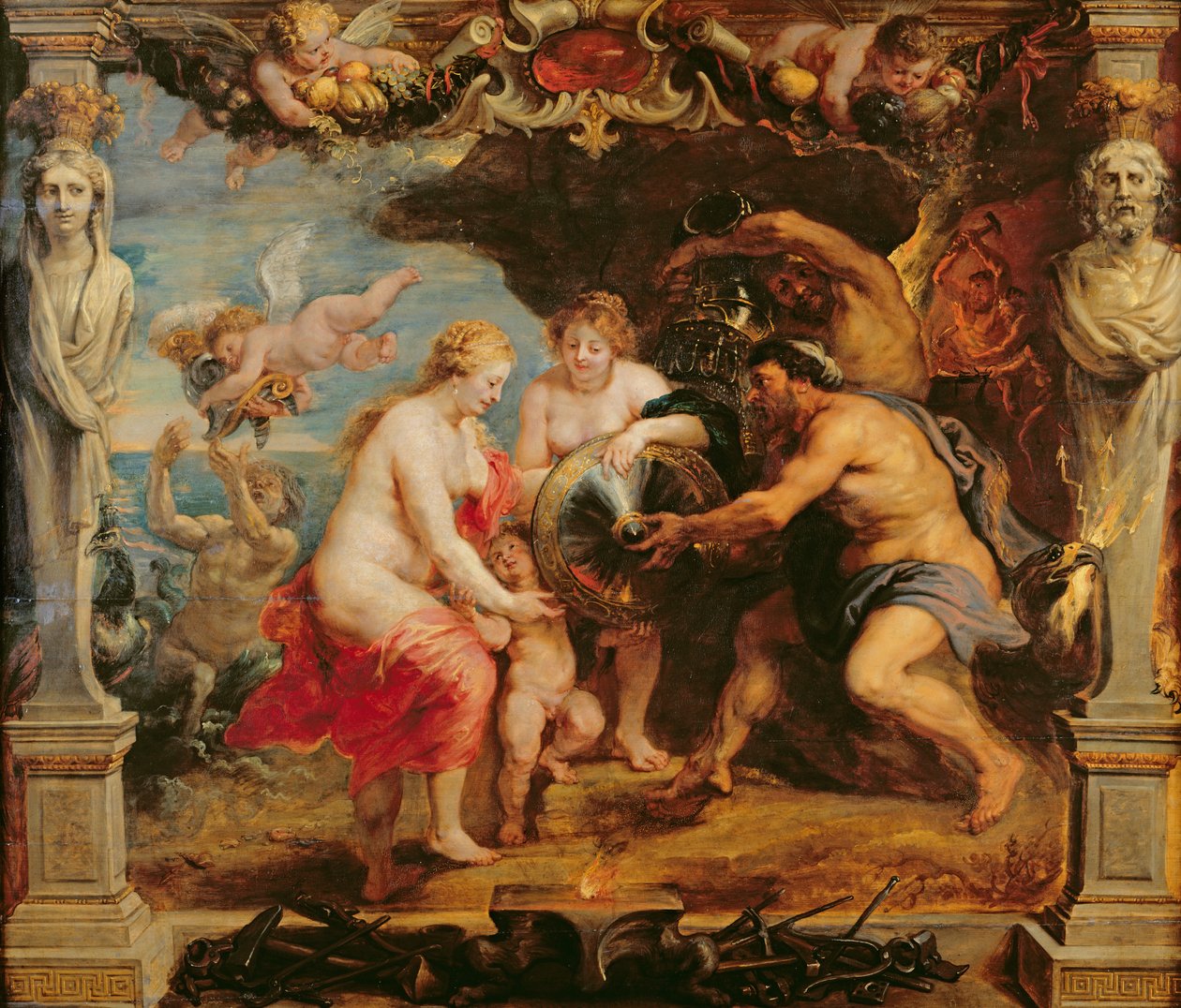 Тетис Вулканполиас Ахиллесийн хуяг дуулга хүлээн авч байна autorstwa Peter Paul Rubens