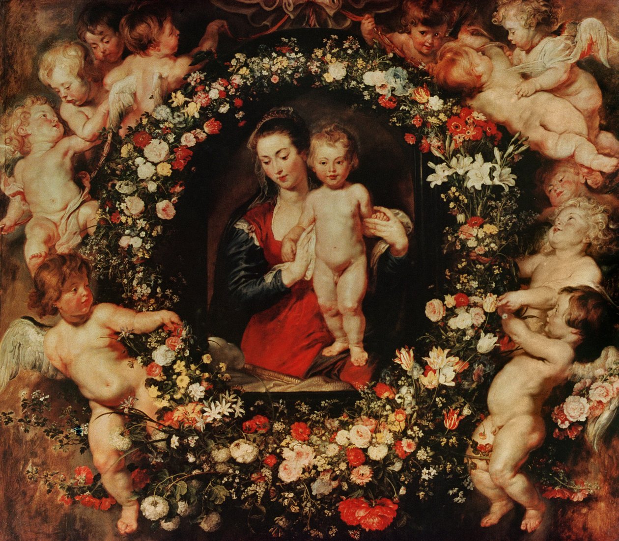 Dziewica z girlandą kwiatów, ok. 1618-20 autorstwa Peter Paul Rubens