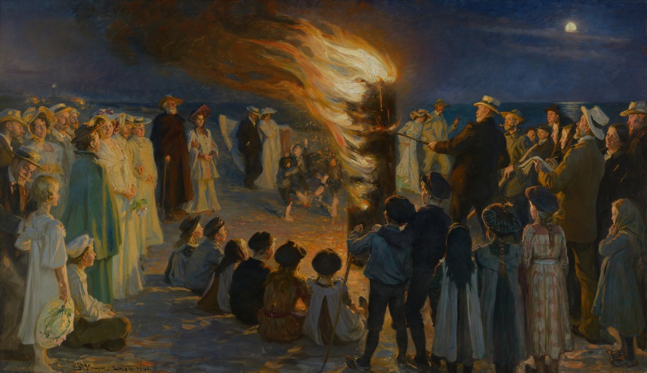 Noc świętojańska na plaży Skagen autorstwa Peder Severin Krøyer