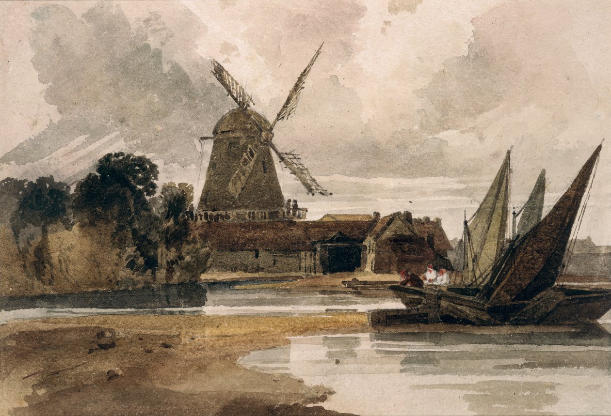 Smock Mill nad Tamizą autorstwa Peter de Wint