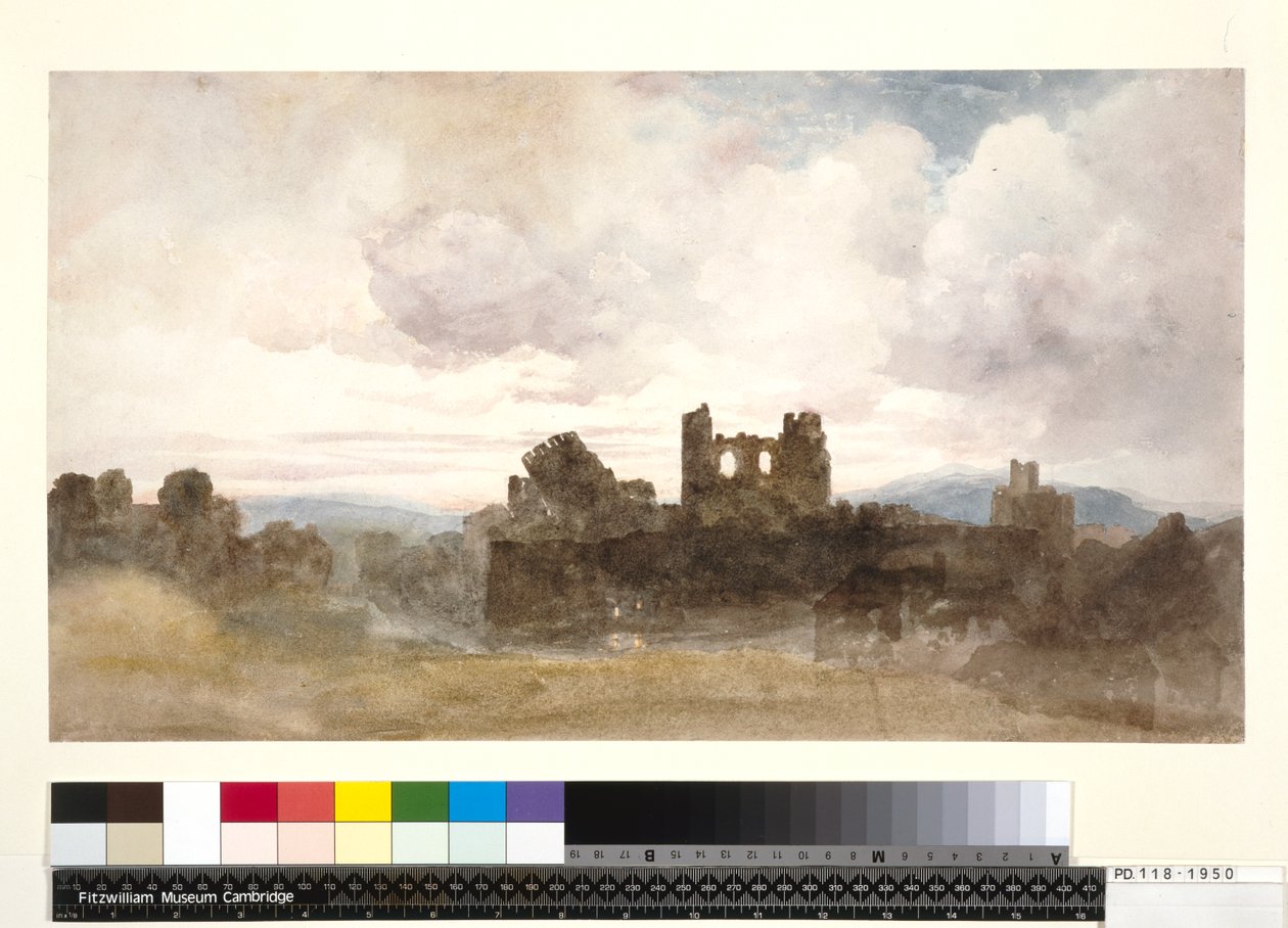 PD.118-1950 Zamek Caerphilly (toaleta i ołówek na papierze) autorstwa Peter de Wint